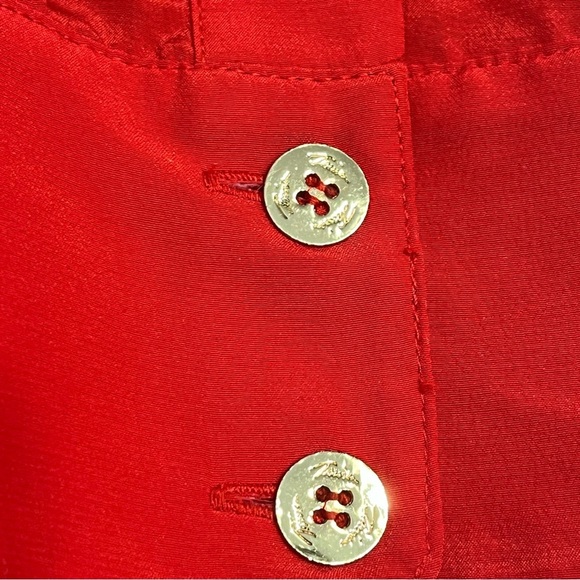 Trina Turk 100% silk red button down blouse no size tag measures large - Picture 4 of 12